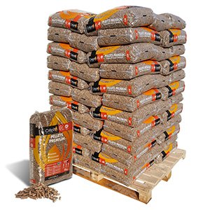 Palette de sacs de granulés de bois de 15 kg