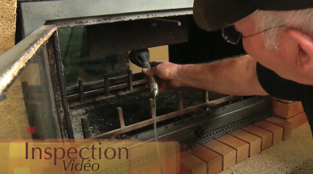 Inspection cam&eacute;ra vid&eacute;o de l'int&eacute;rieur d'un conduit de fum&eacute;e
